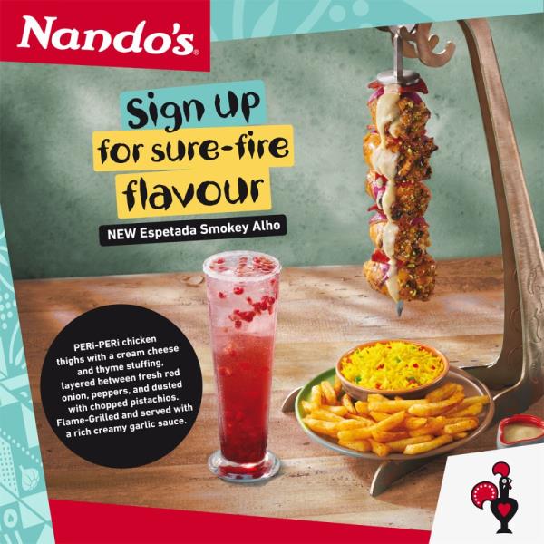 Nando's Qatar推出了全新的Espetada烟熏Alho，火焰烤风味大爆炸