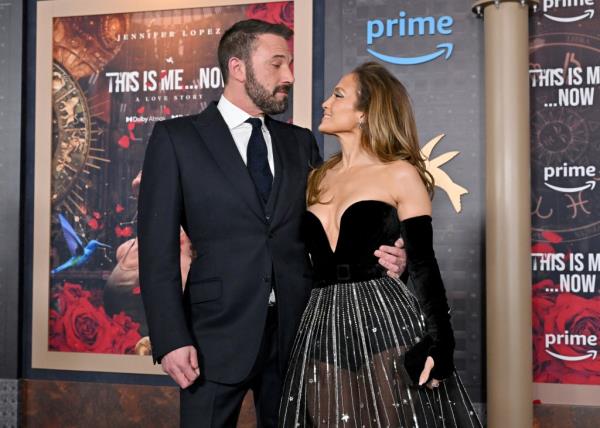 Ben Affleck and Jennifer Lopez attend the Los Angeles Premiere of Amazon MGM Studios "This Is Me...Now: A Love Story" at Dolby Theatre on February 13, 2024.