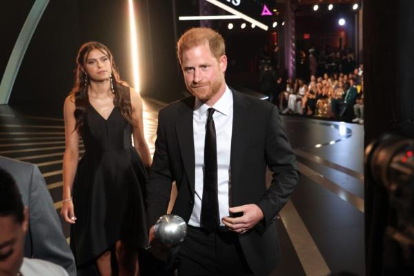 Prince Harry, Duke of Sussex, walking o<em></em>nstage during the 2024 ESPY Awards at Dolby Theatre in Hollywood, California