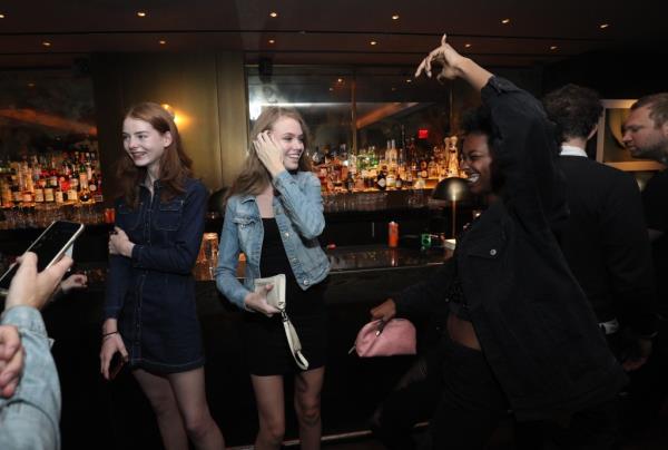 Models posing together at the Wilhelmina Models New York Fashion Week party at The Blond at 11 Howard Hotel on September 11, 2017