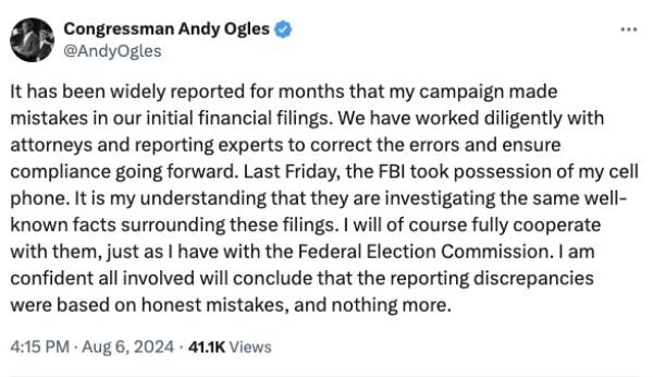 Rep. Andy Ogles (R-Tenn.) X post