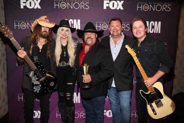 Billy Ray Cyrus, Firerose, Charlie Daniels Jr., Storme Warren, and Travis Denning attend the 16th Annual Academy of Country Music Ho<em></em>nors at Ryman Auditorium on August 23, 2023 in Nashville, Tennessee. 