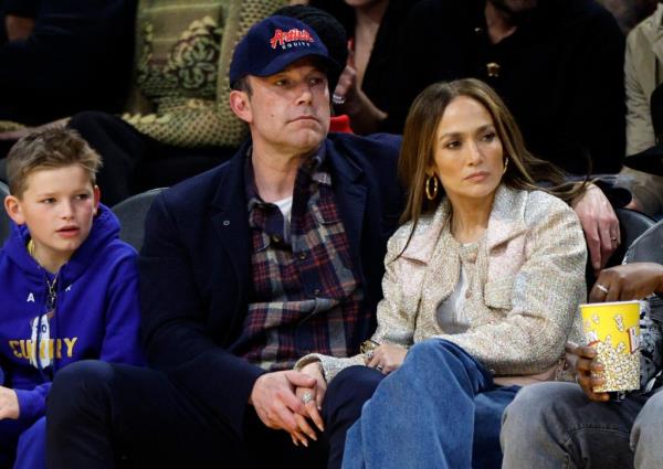 Ben Affleck, Jennifer Lopez at a NBA game on March 16, 2024