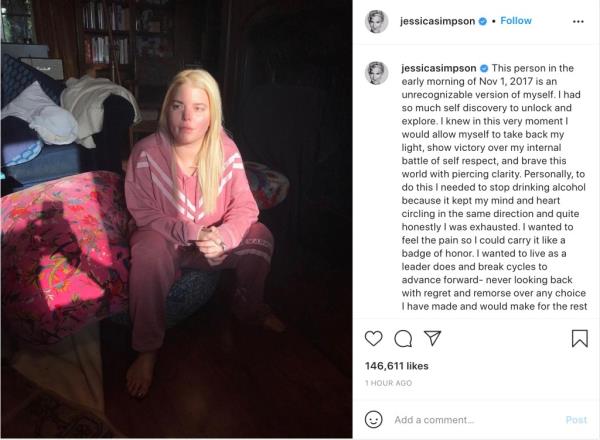 Jessica Simpson's Instagram post a<em></em>bout her sobriety