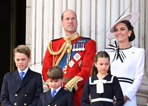 Prince William, Duke of Cambridge, Prince George, and other members of the royal family on the Buckingham Palace balcony during the Trooping the Colour ceremony in London.