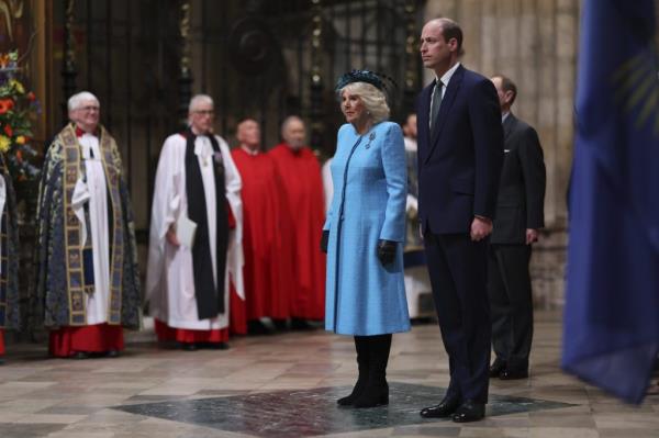 Queen Camilla and Prince William at the Commo<em></em>nwealth Day Service in Westminster Abbey, Lo<em></em>ndon in 2024