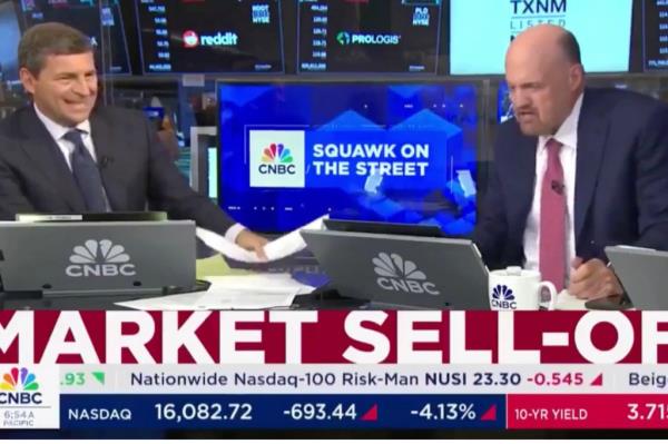 Jim Cramer on TV talking a<em></em>bout the Presidential candidates and the eco<em></em>nomy on CNBC.