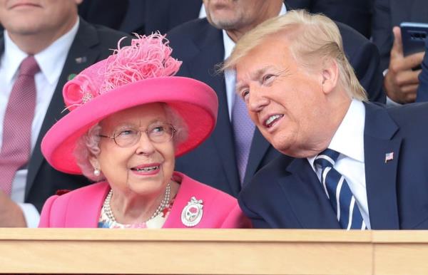 Queen Elizabeth II, Do<em></em>nald Trump at D-day commemorations on June 5, 2019