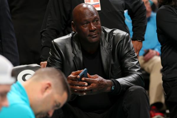 Michael Jordan at an NBA game on March 1, 2023