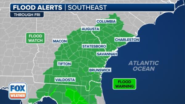 Flood a<em></em>lerts have been issued for Tropical Storm Debby.