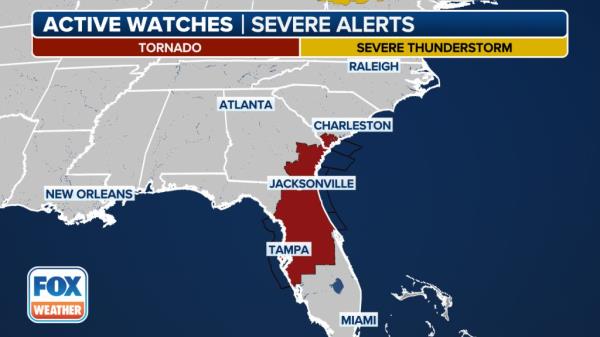 The current Tornado Watches associated with Debby.