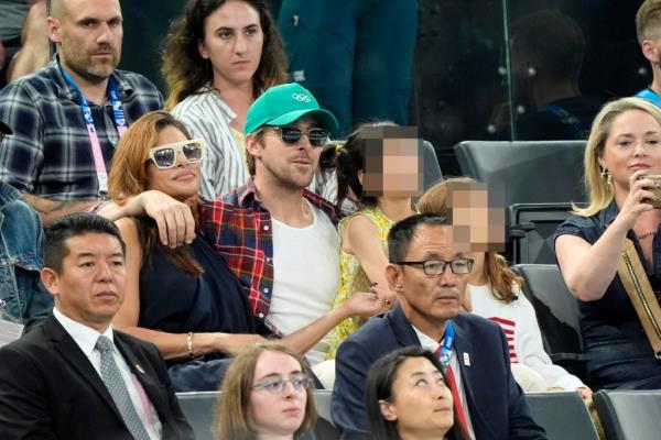 Eva Mendes and Ryan Gosling at the 2024 Paris Olympics