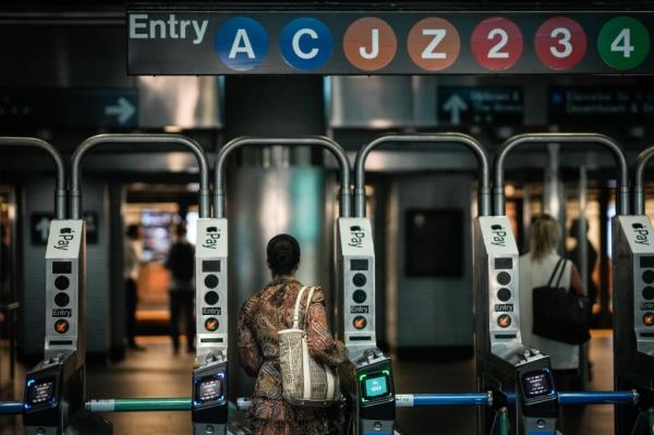 Fulton Street subway station interior.