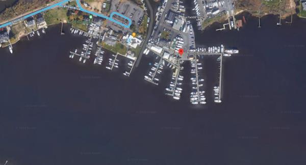 An aerial image shows the Co<em></em>nnetquot River in the area of the Oakdale Yacht club. 