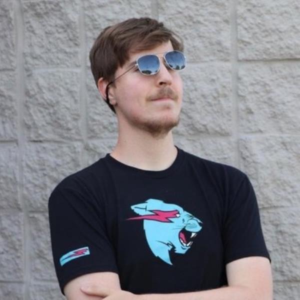 MrBeast wears sunglasses and looks off in the distance.