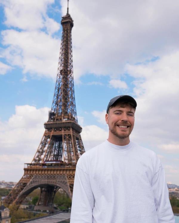 MrBeast in front of the Eiffel Tower