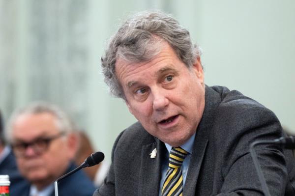 Senator Sherrod Brown speaking at a Senate Commerce, Science, and Transportation Committee hearing on rail safety