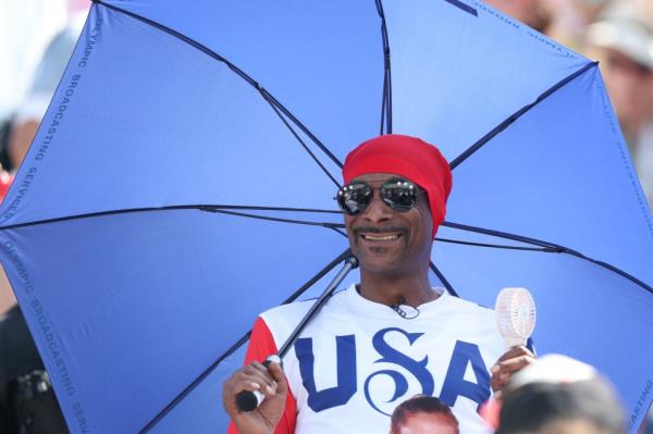 Snoop Dogg attends the Women's Preliminary Phase Pool C match between Team United States and Team France on day five of the Olympic Games Paris 2024 at  on July 31, 2024 in Paris, France. 