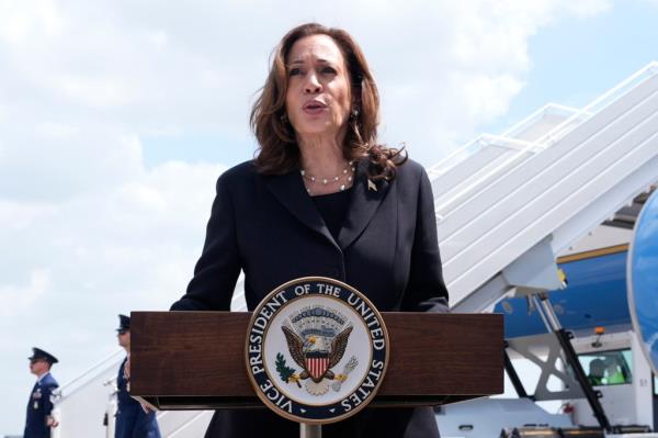 Vice President Kamala Harris delivers remarks at George Bush Interco<em></em>ntinental Airport,