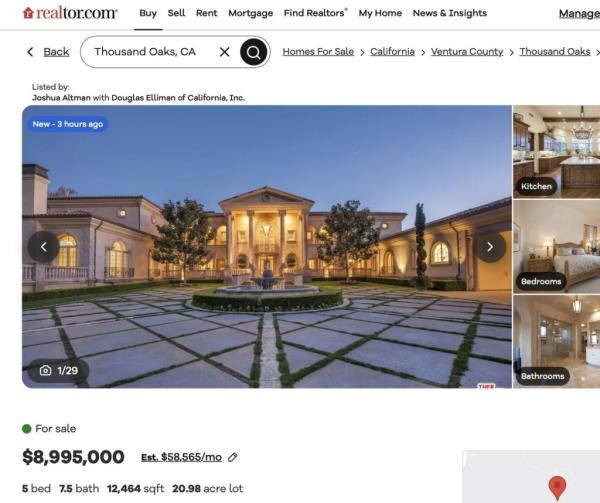 The false listing had the home marketed for sale at $9 million. 