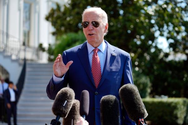 President Joe Biden speaks to reporters before boarding Marine One on the South Lawn of the White House, Friday, Aug. 2, 2024, in Washington, enroute to Wilmington, Del.