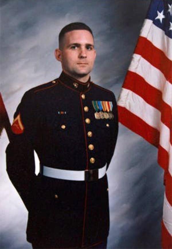 A portrait of Paul Whelan in the U.S. Marine Corps 