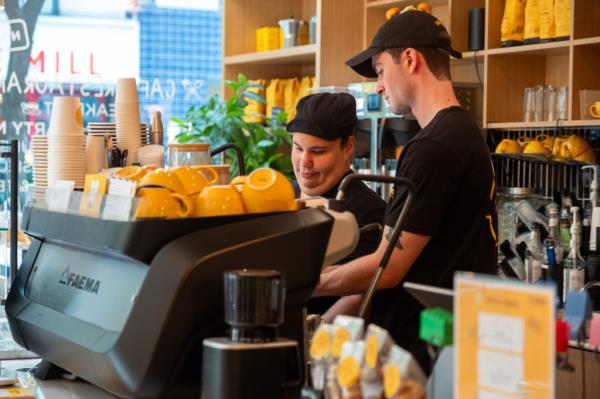 he first Cafe Joyeux has opened in New York. The French Cafe touts its inclusive hiring policy. Training and hiring a mentally disabled employee to work in the front and back of the cafe. 