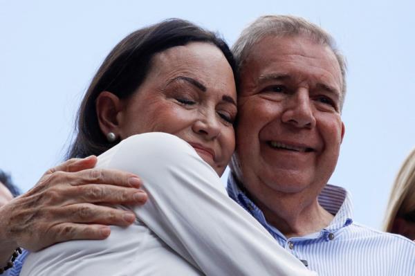 Venezuelan opposition leader Maria Corina Machado and opposition presidential candidate Edmundo Go<em></em>nzalez 