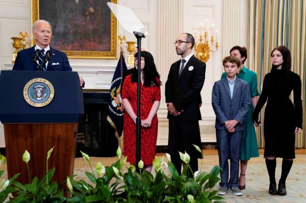 Biden was joined by family members of the freed prisoners.