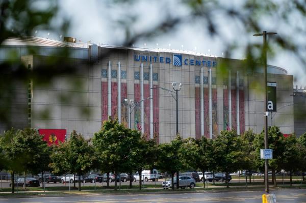 The United Center venue for the upcoming Democratic Natio<em></em>nal Co<em></em>nvention (DNC) is seen in Chicago, Illinois, July 26, 2024. 