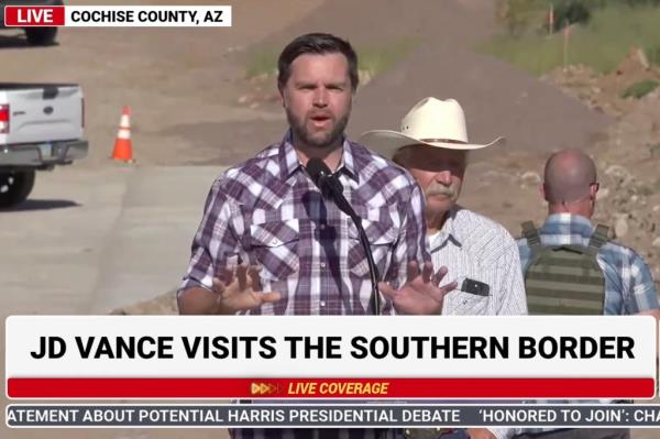 Vance seen speaking in Az. on the US border.