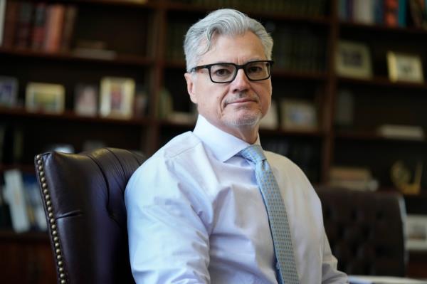 Judge Juan M. Merchan poses in his chambers in New York.