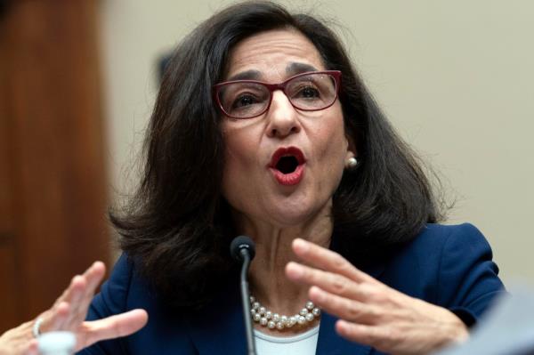 Columbia University president Minouche Shafik testifying at Congress