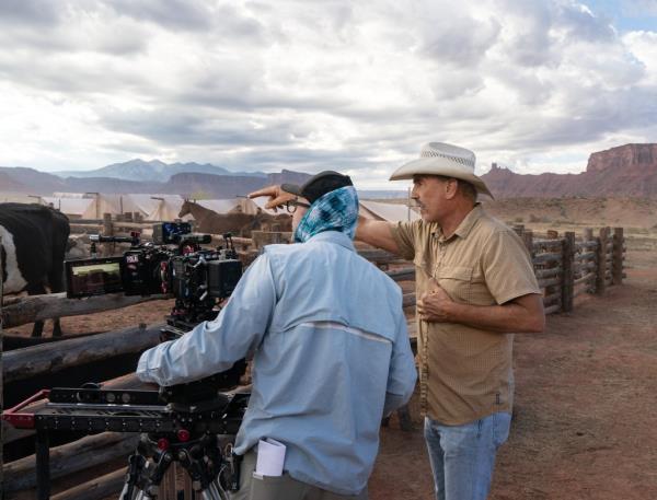 Kevin Costner on the set of "Horizon." 