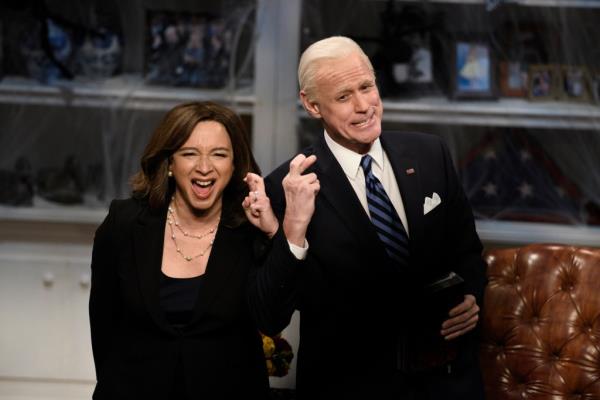 Maya Rudolph as Kamala Harris and Jim Carrey as Joe Biden on "SNL." 