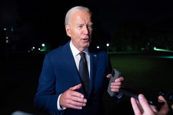 Biden said he and Harris are "talking" a<em></em>bout who to pick as her running mate.