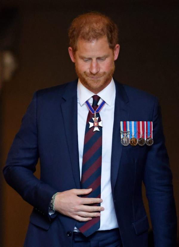 Prince Harry, wearing a Household Division regimental tie and medals, attending The Invictus Games Foundation 10th Anniversary Service at St Paul's Cathedral.