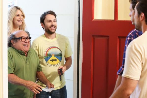 Kaitlin Olson, Danny DeVito, Charlie Day in "It's Always Sunny in Philadelphia"