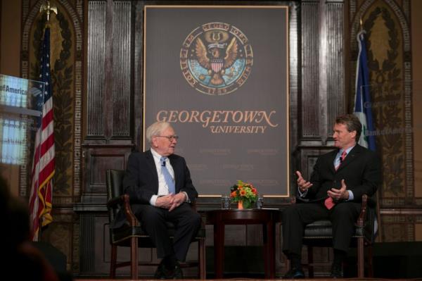 Last year, Warren Buffett, seen here with BoA CEO Brian Moynihan in September, said he had no plans to pull back from his stake in the major U.S. lender.