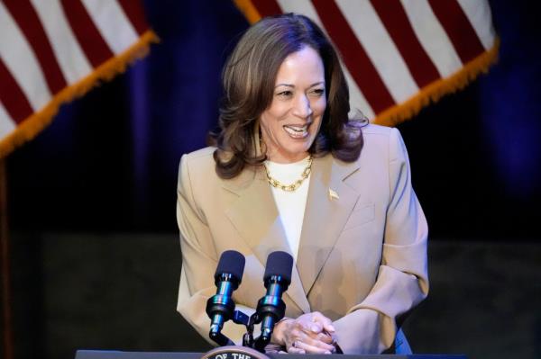 Vice President Kamala Harris delivers remarks at a campaign event in Pittsfield, Mass., Saturday, July 27, 2024.