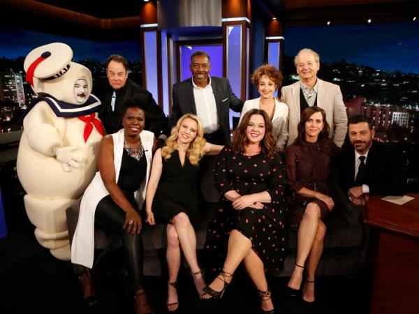 The cast of the new "Ghostbusters" film on "Jimmy Kimmel Live."