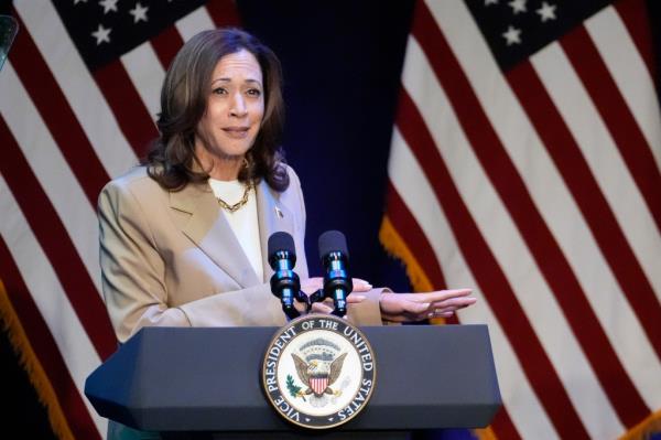 Vice President Kamala Harris delivers remarks at a campaign event in Pittsfield, Mass.